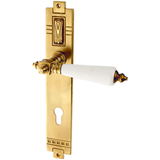 Türbeschlag Jugendstil aus Messing | gradlinige Form, matt gold