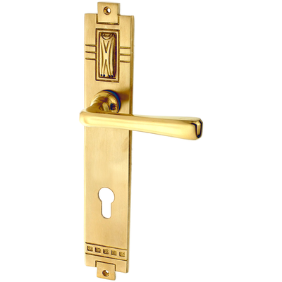 Türbeschlag aus Messing patiniert, matt gold, zeitloses Design..