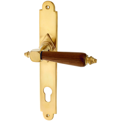 Wohnungstürbeschlag aus Messing patiniert matt gold typische Form