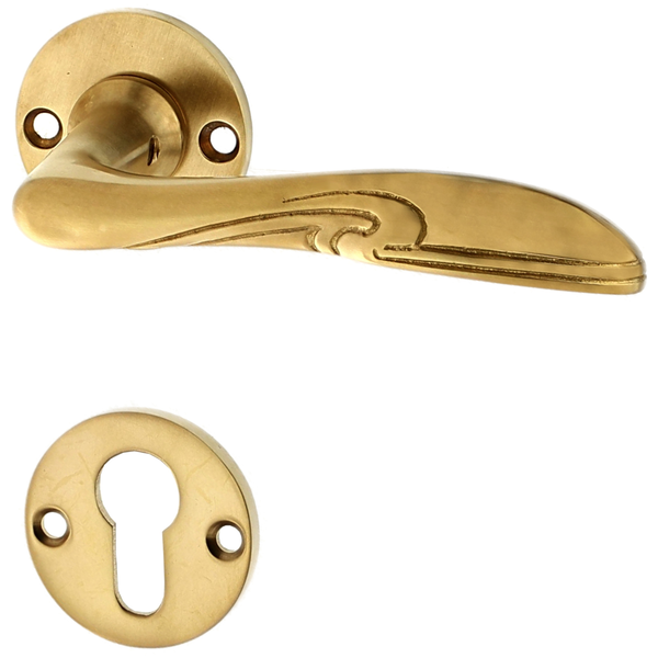 Türbeschlag aus Messing patiniert, matt gold, runde Form