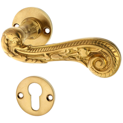 Türbeschlag aus Messing patiniert, matt gold, geschwungene Form
