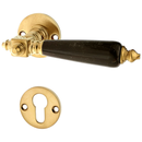 Türbeschlag Bauhaus Stil aus Messing | verziertes Muster, matt gold