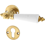 Bauhaus Stil Wohnungstürbeschlag aus Messing - klassische Form - matt gold