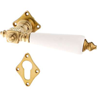 Wohnungstürbeschlag Jugendstil patiniert | klassische Form in matt gold