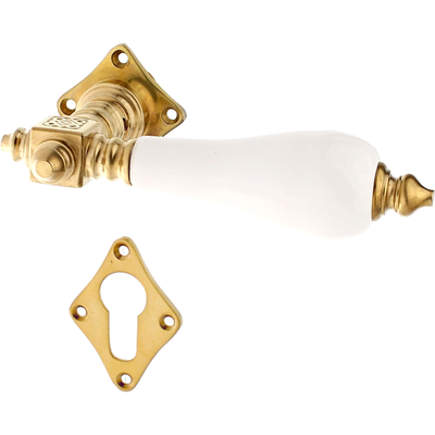 Messing Wohnungstürbeschlag patiniert in matt gold - Jugendstil