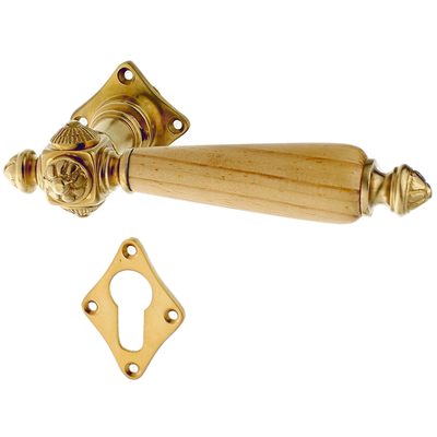 Wohnungstürbeschlag patiniert aus Messing matt gold rustikale Form