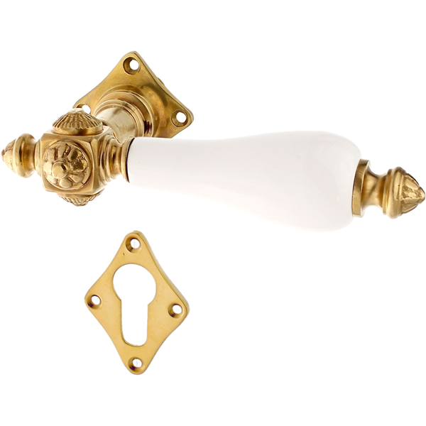 Wohnungstürbeschlag aus Messing patiniert matt gold rustikale Form