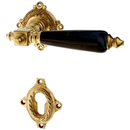 Wohnungstürbeschlag patiniert aus Messing matt gold quadratische Form