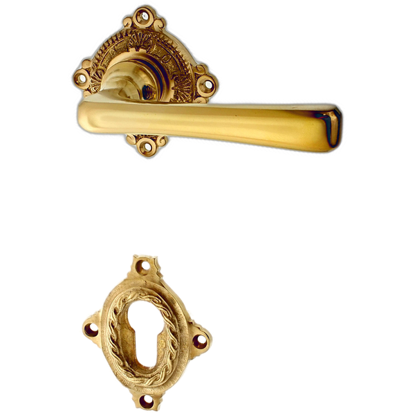 Türbeschlag matt gold aus Messing patiniert elegantes Design