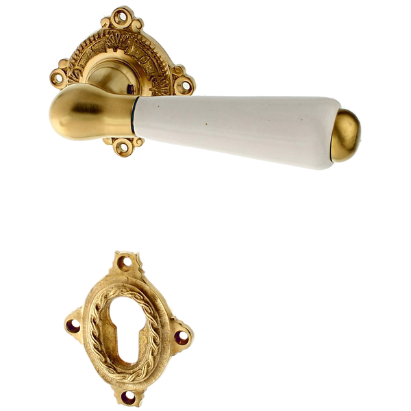 Wohnungstürbeschlag aus Messing - Gründerzeit - elegantes Design | matt gold