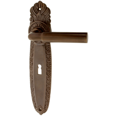 Zimmertürbeschlag aus Messing - geometrische Form - braun