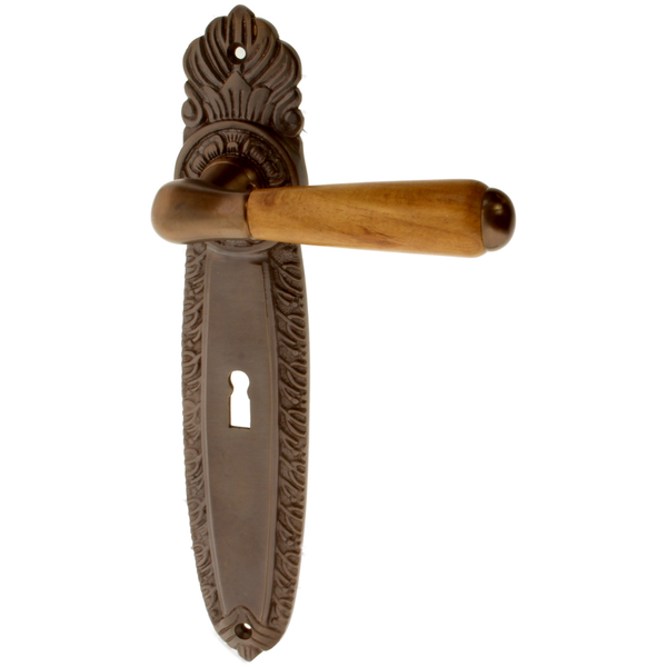 Messing Zimmertürbeschlag dunkel patiniert in braun - Jugendstil