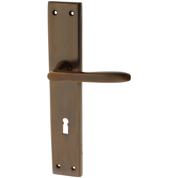 Türbeschlag aus Messing dunkel patiniert, braun, ergonomische Form