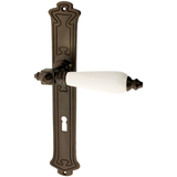 Zimmertürgarnitur Beckenweiher in Messing, antik