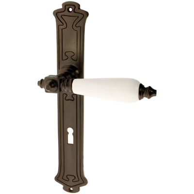 Zimmertürgarnitur Beckenweiher in Messing, antik