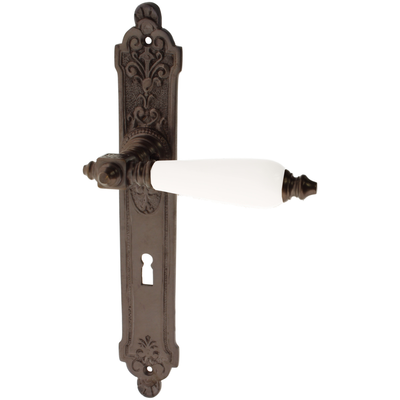 Zimmertürbeschlag dunkel patiniert aus Messing braun elegantes Design