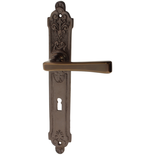 Zimmertürgarnitur Aldhelm in Messing, antik