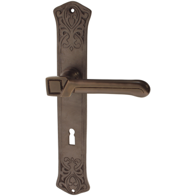 Jugendstil Zimmertürbeschlag aus Messing - klassische Form - braun