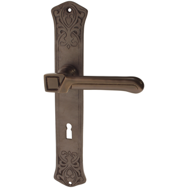 Jugendstil Zimmertürbeschlag aus Messing - klassische Form - braun