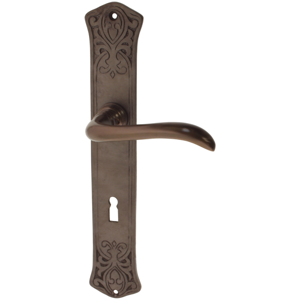 Zimmertürbeschlag Jugendstil dunkel patiniert | außergewöhnliche Form in braun