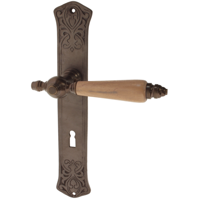 Zimmertürgarnitur Rhin in Messing, antik