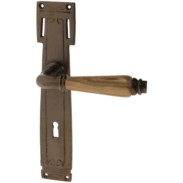 Zimmertürgarnitur Erdmute in Messing, antik