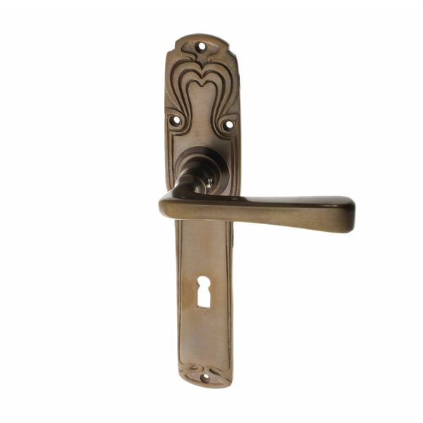 Jugendstil Zimmertürbeschlag aus Messing klassische Form braun