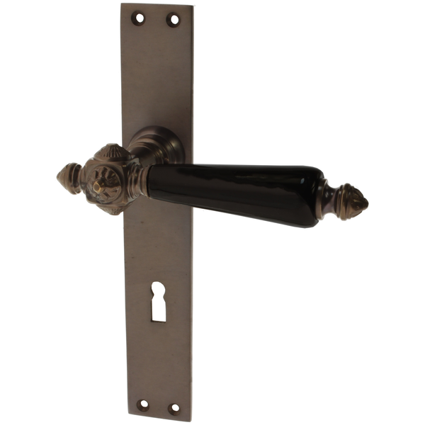Türbeschlag braun aus Messing dunkel patiniert ergonomische Form