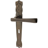 Zimmertürgarnitur Vitischanze in Messing, antik