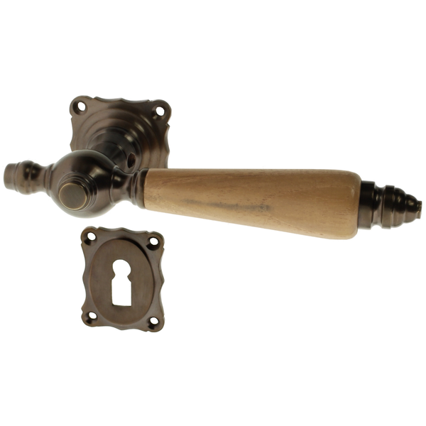 Zimmertürbeschlag dunkel patiniert | typische Form in braun