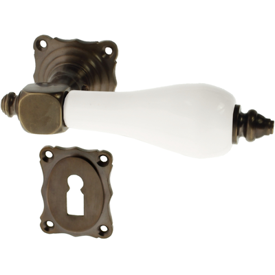 Zimmertürgarnitur Fischerinsel in Messing, antik