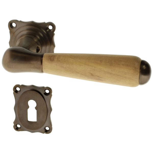 Zimmertürbeschlag dunkel patiniert aus Messing braun schlichtes Design