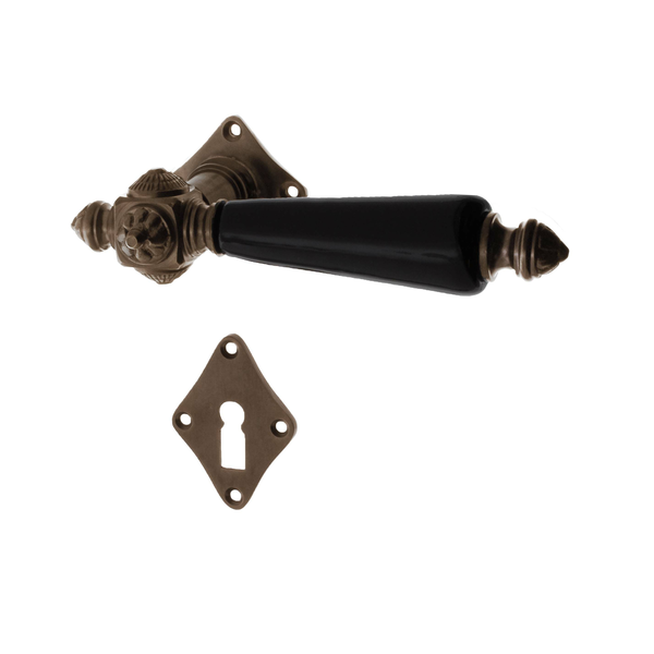 Jugendstil Zimmertürbeschlag aus Messing typische Form braun