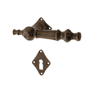 Zimmertürbeschlag Jugendstil dunkel patiniert schlanke Form in braun