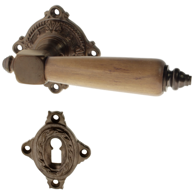 Türbeschlag aus Messing dunkel patiniert, braun, außergewöhnliche Form..