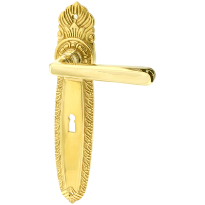 Messing Zimmertürbeschlag poliert in gold Jugendstil