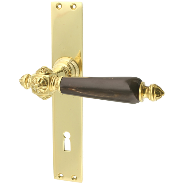 Zimmertürbeschlag poliert aus Messing gold konische Form