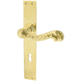 Jugendstil Zimmertürbeschlag aus Messing - rustikale Form - gold