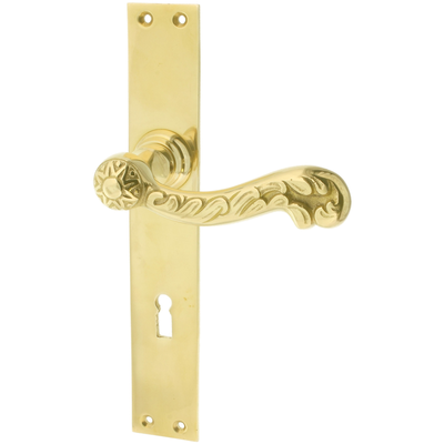 Jugendstil Zimmertürbeschlag aus Messing - rustikale Form - gold