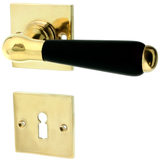 Messing Zimmertürbeschlag poliert in gold Bauhaus Stil