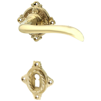 Gründerzeit Zimmertürbeschlag aus Messing - ergonomische Form - gold