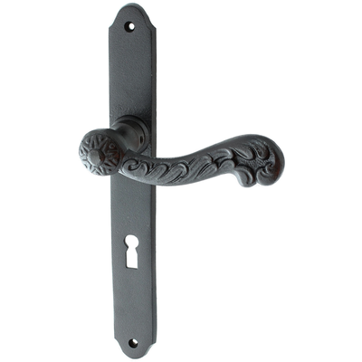 Zimmertürbeschlag Jugendstil schwarz | verziertes Muster in authentisch