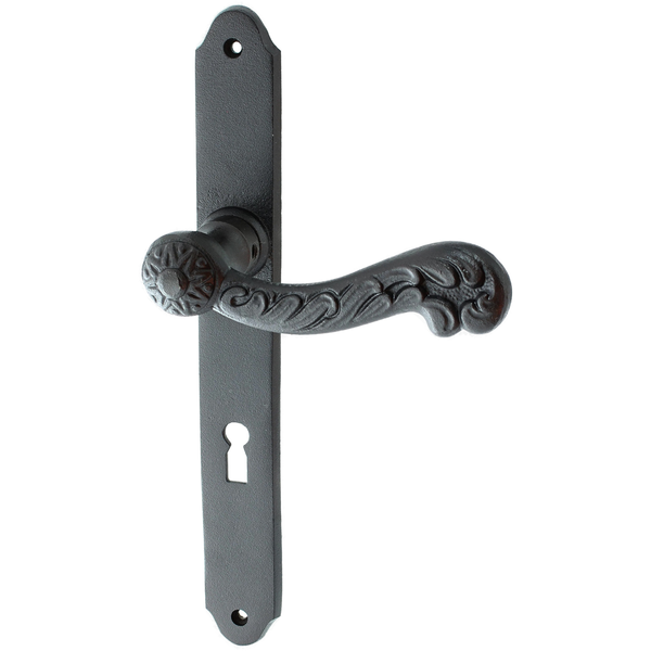 Zimmertürbeschlag Jugendstil schwarz | verziertes Muster in authentisch