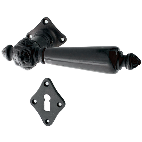 Zimmertürbeschlag Jugendstil schwarz | konische Form in authentisch