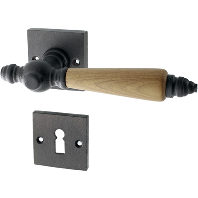 Bauhaus Stil Zimmertürbeschlag aus Gusseisen - kugelförmiger Griffkopf - authentisch