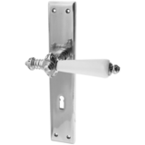 Zimmertürbeschlag vernickelt, hochglanz poliert | ergonomische Form in silber