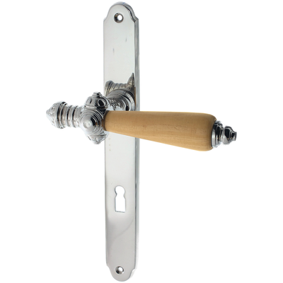 Zimmertürbeschlag aus Messing vernickelt, hochglanz poliert silber außergewöhnliche Form