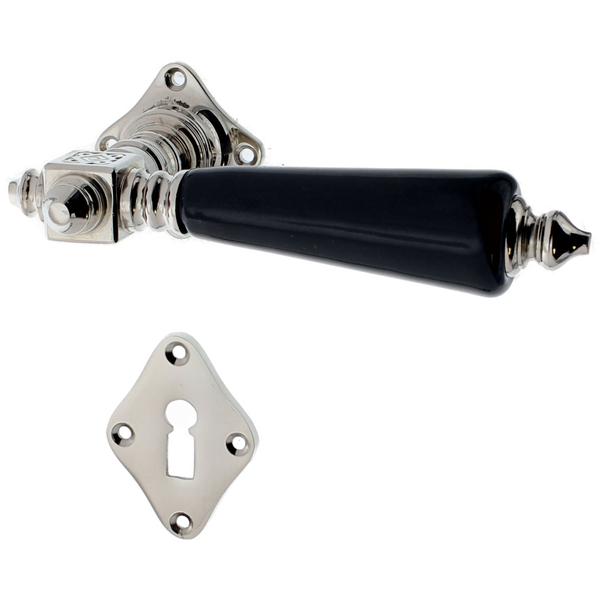 Zimmertürbeschlag aus Messing Jugendstil schlichtes Design silber