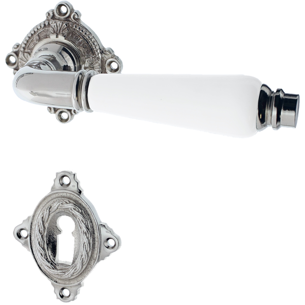 Jugendstil Zimmertürbeschlag aus Messing - typische Form - silber