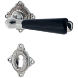 Gründerzeit Zimmertürbeschlag aus Messing quadratische Form silber